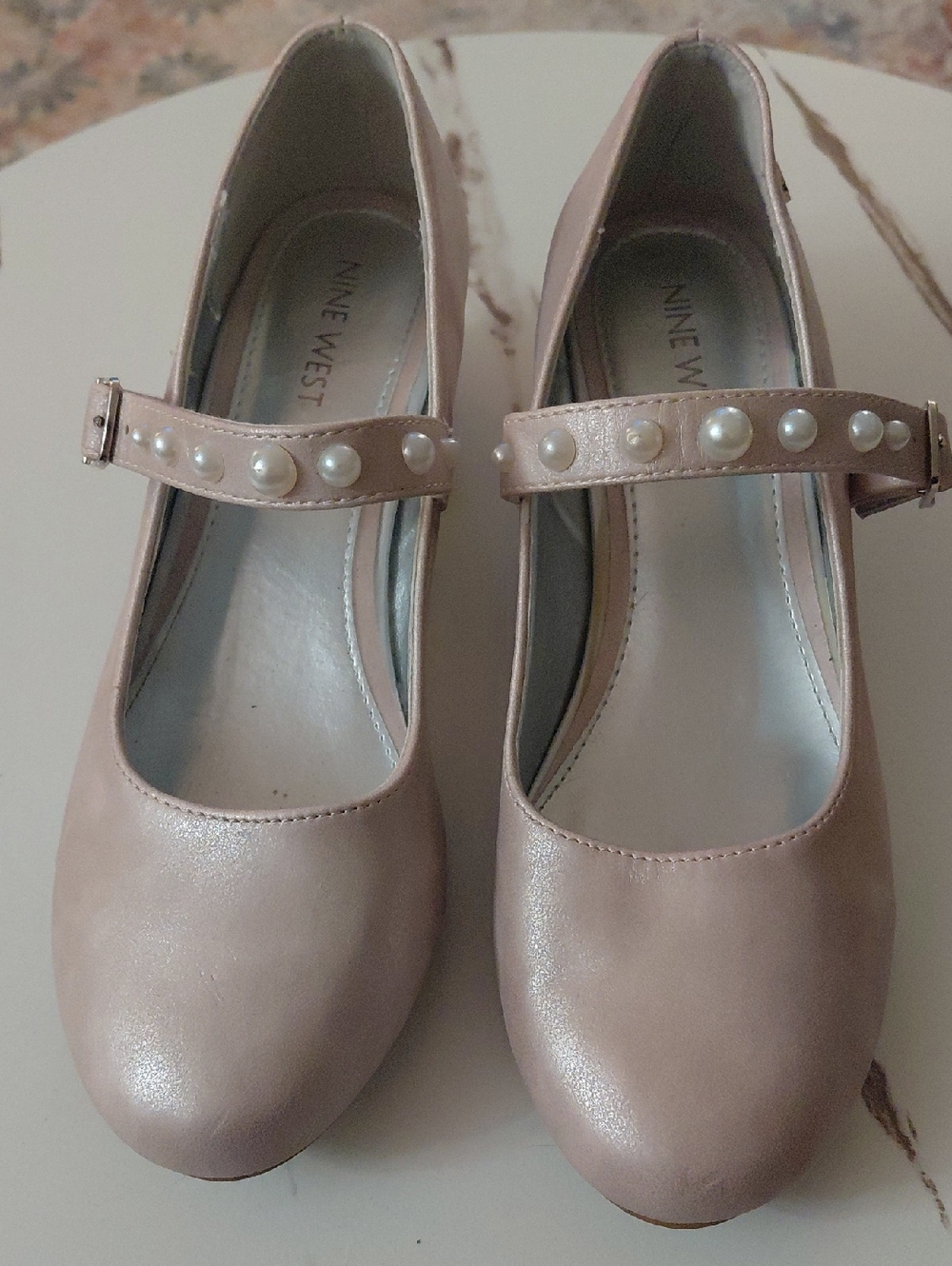 Youth Nine West Pearl-Embellished Mary Jane Flats — Light Pink Teen